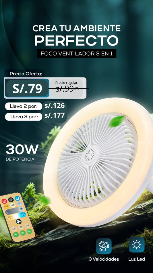 💡FOCO VENTILADOR LED CON AROMATIZADOR 3 EN 1✨🌀